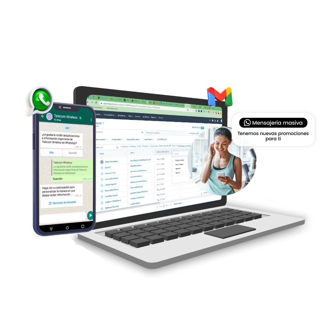 Mensajeria masiva por Whatsapp y Correo